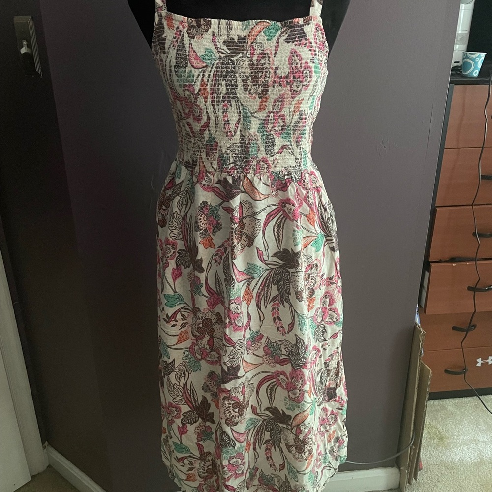 Old Navy Pink and Green Halter Sundress Midi